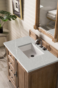 Providence 36" Single Vanity Cabinet, Driftwood, w/ 3 CM Eternal Serena Quartz Top James Martin Vanities