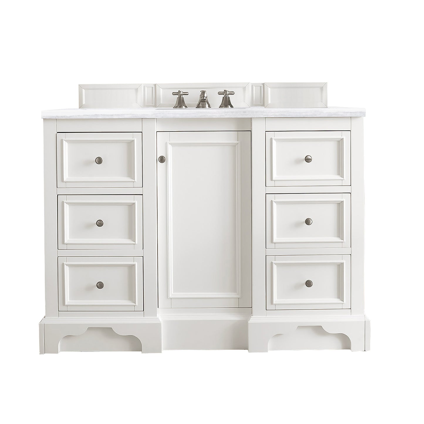 De Soto 48" Single Vanity, Bright White w/ 3 CM Arctic Fall Solid Surface Top James Martin Vanities