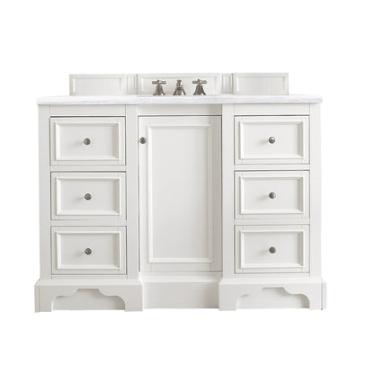 De Soto 48" Single Vanity, Bright White w/ 3 CM Arctic Fall Solid Surface Top James Martin Vanities