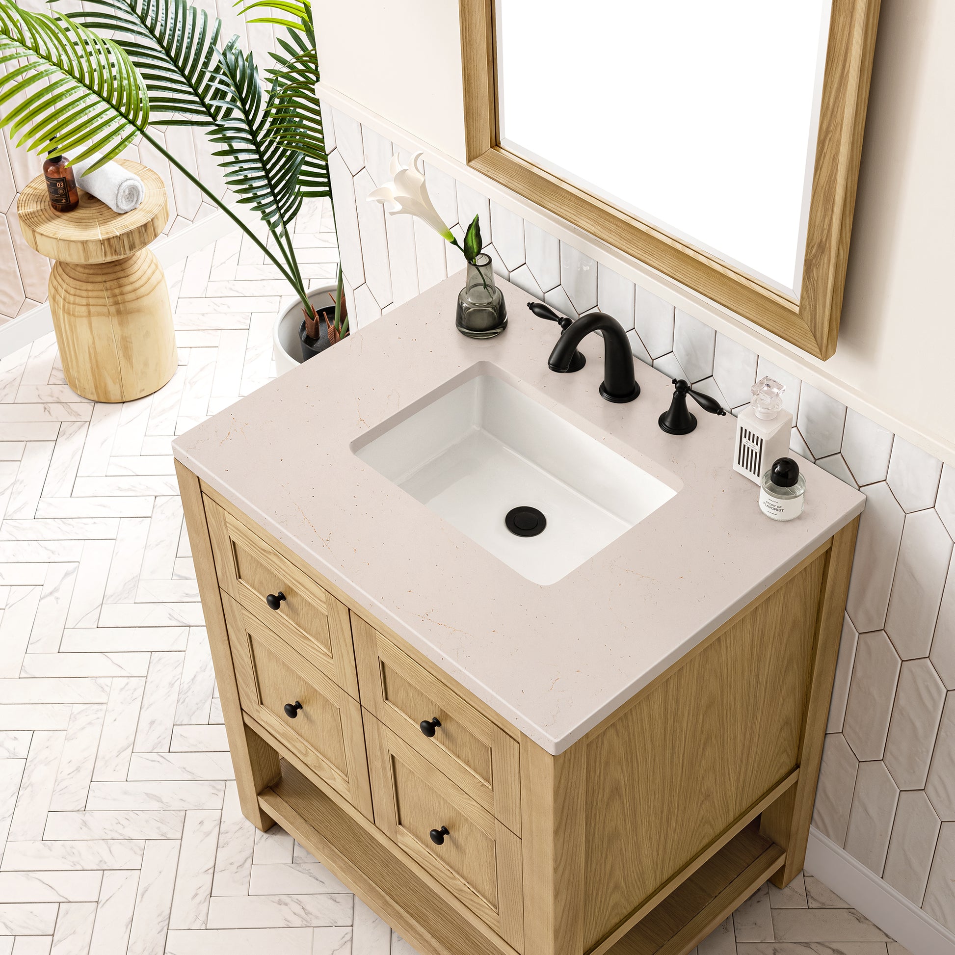 Bathroom Vanities Outlet Atlanta Renovate for LessBreckenridge 30" Single Vanity, Light Natural Oak w/ 3CM Eternal Marfil Top
