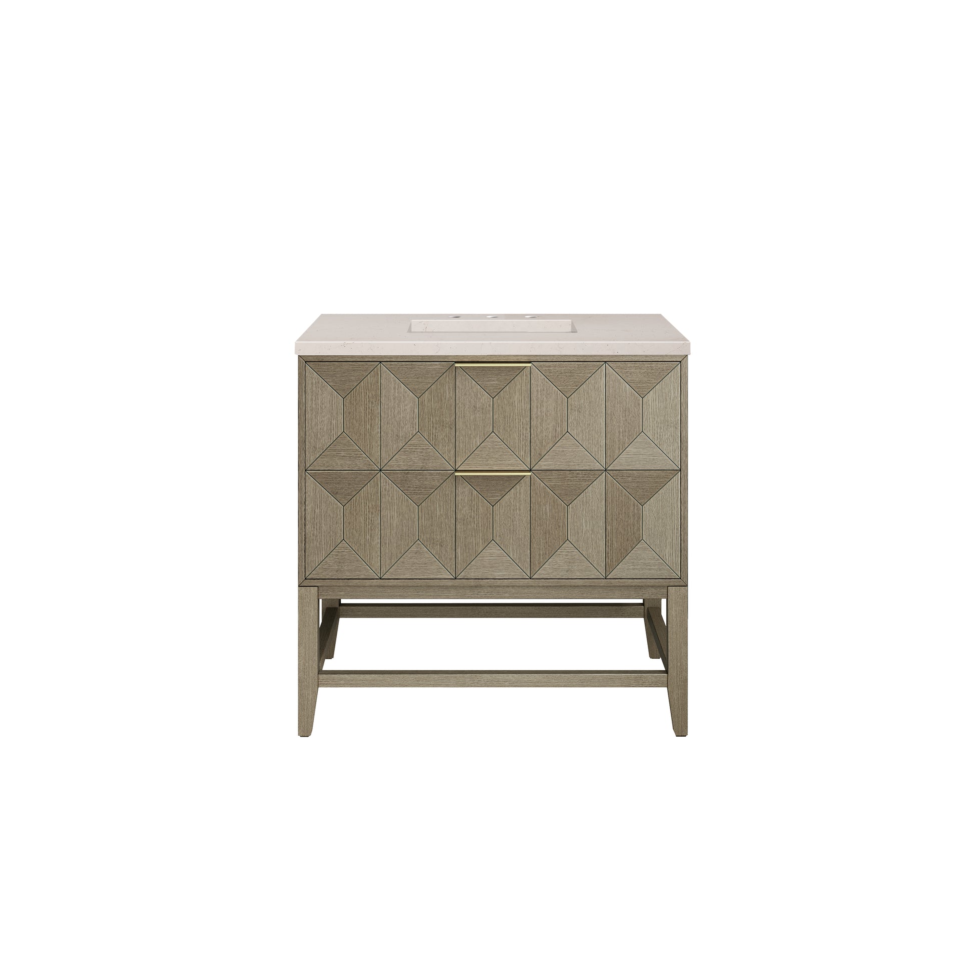 Emmeline 36" Single Vanity, Pebble Oak w/ 3CM Eternal Marfil Top James Martin Vanities
