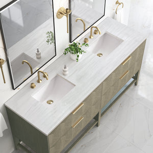 Bathroom Vanities Outlet Atlanta Renovate for LessEmmeline 72" Double Vanity, Pebble Oak w/ 3CM Arctic Fall Top