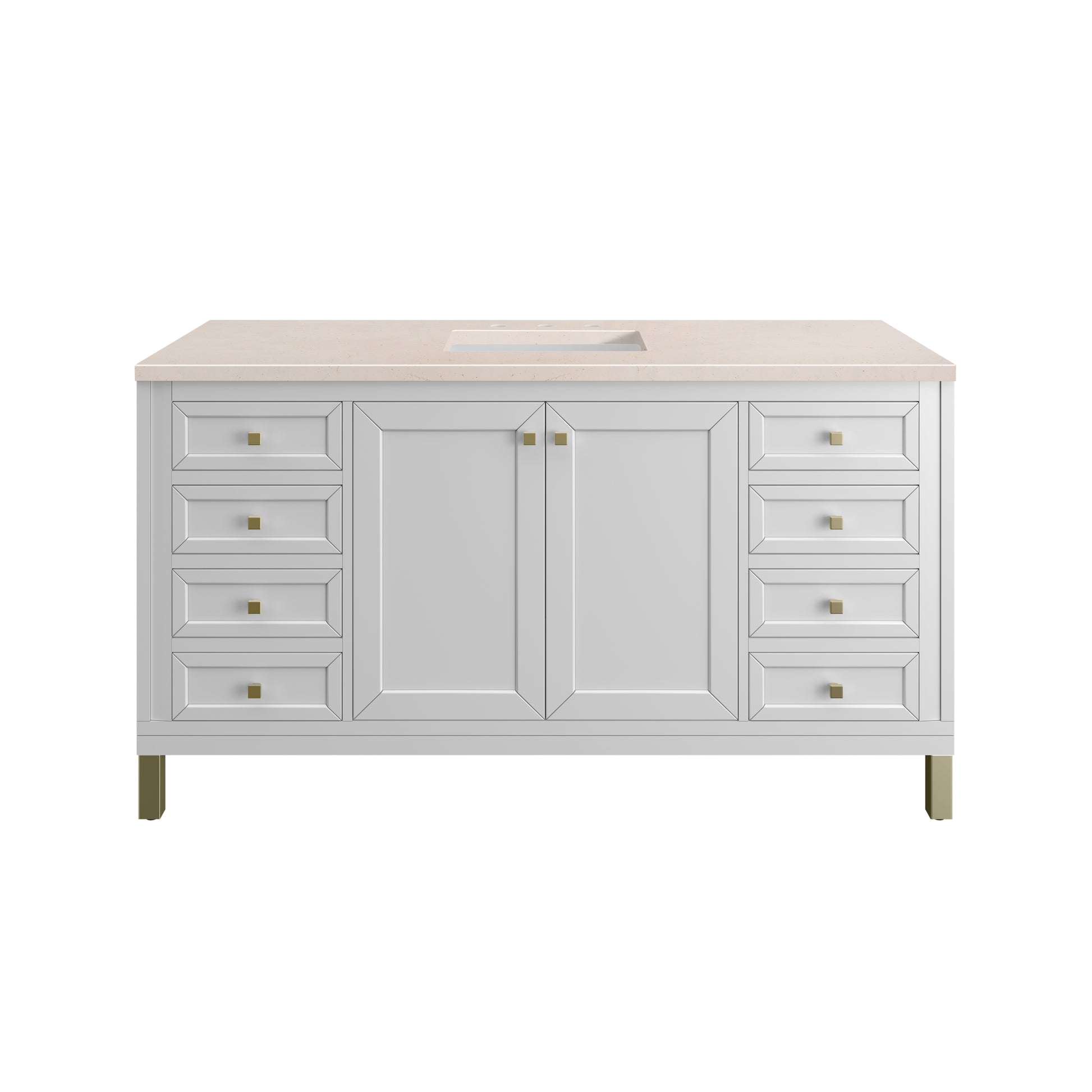 Chicago 60" Single Vanity, Glossy White w/ 3CM Eternal Marfil Top James Martin Vanities