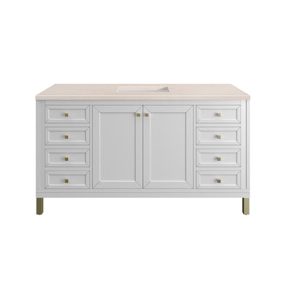 Chicago 60" Single Vanity, Glossy White w/ 3CM Eternal Marfil Top James Martin Vanities