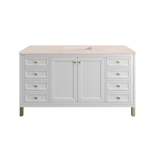 Chicago 60" Single Vanity, Glossy White w/ 3CM Eternal Marfil Top James Martin Vanities