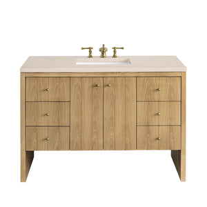 Hudson 48" Single Vanity, Light Natural Oak w/ 3CM Eternal Marfil Top James Martin Vanities