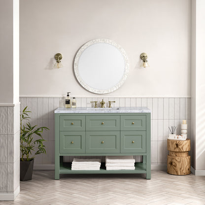 Breckenridge 48" Single Vanity, Smokey Celadon w/ 3CM Carrara Marble Top James Martin Vanities