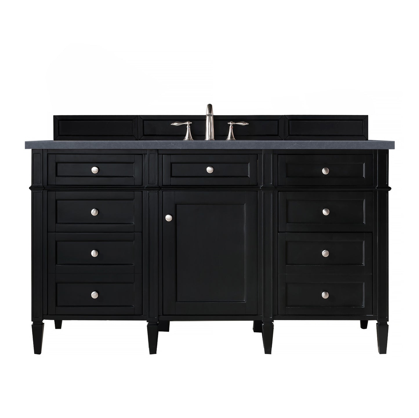 Brittany 60" Single Vanity, Black Onyx, w/ 3 CM Charcoal Soapstone Quartz Top James Martin Vanities