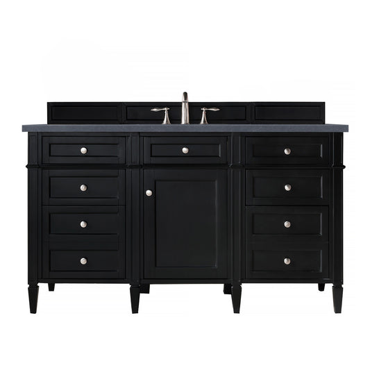 Brittany 60" Single Vanity, Black Onyx, w/ 3 CM Charcoal Soapstone Quartz Top James Martin Vanities