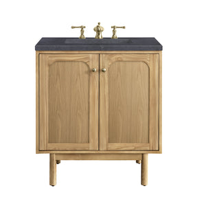 Laurent 30" Single Vanity, Light Natural Oak w/ 3CM Charcoal Soapstone Top James Martin Vanities