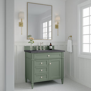 Brittany 36" Single Vanity, Smokey Celadon w/ 3CM Charcoal Soapstone Top James Martin Vanities