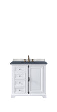 Load image into Gallery viewer, Providence 36&quot; Single Vanity Cabinet, Bright White, w/ 3 CM Charcoal Soapstone Quartz Top James Martin