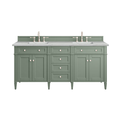 Brittany 72" Double Vanity, Smokey Celadon w/ 3CM Ethereal Noctis Top James Martin Vanities