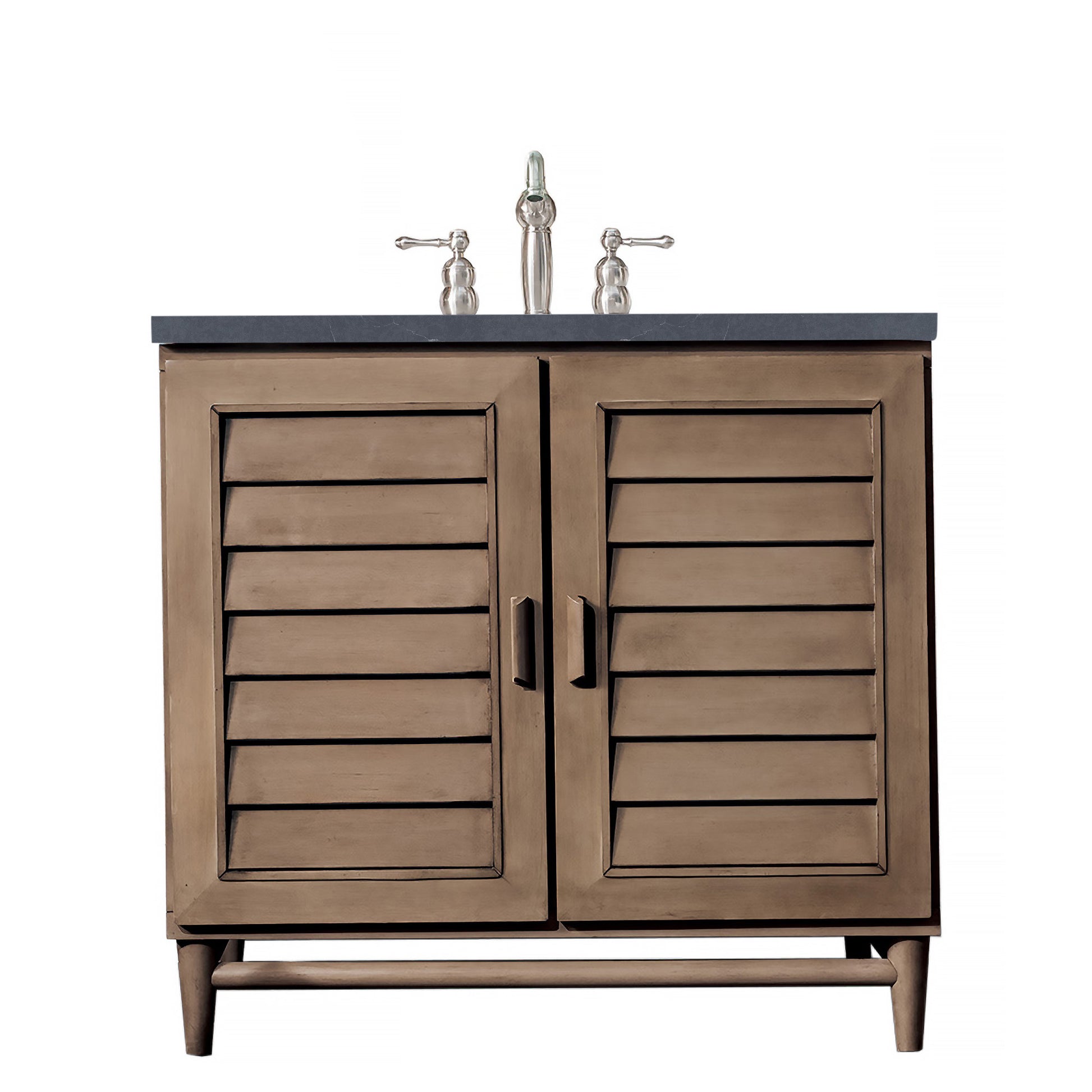 Portland 36" Single Vanity Whitewashed Walnut, w/ 3 CM Charcoal Soapstone Quartz Top James Martin Vanities