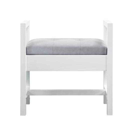 Addison 24.5" Upholsted Bench, Glossy White James Martin Vanities