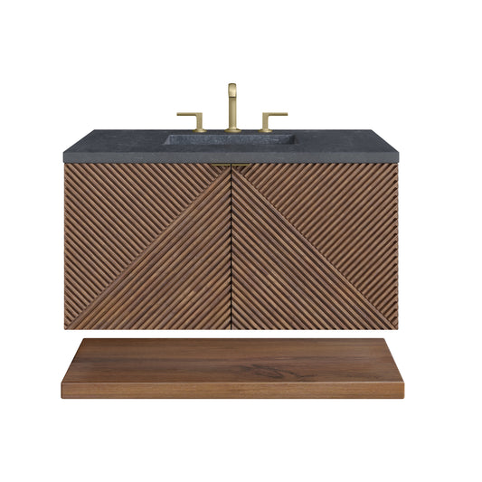 Marcello 36" Single Vanity, Chestnut w/ 3CM Charcoal Soapstone Top James Martin Vanities