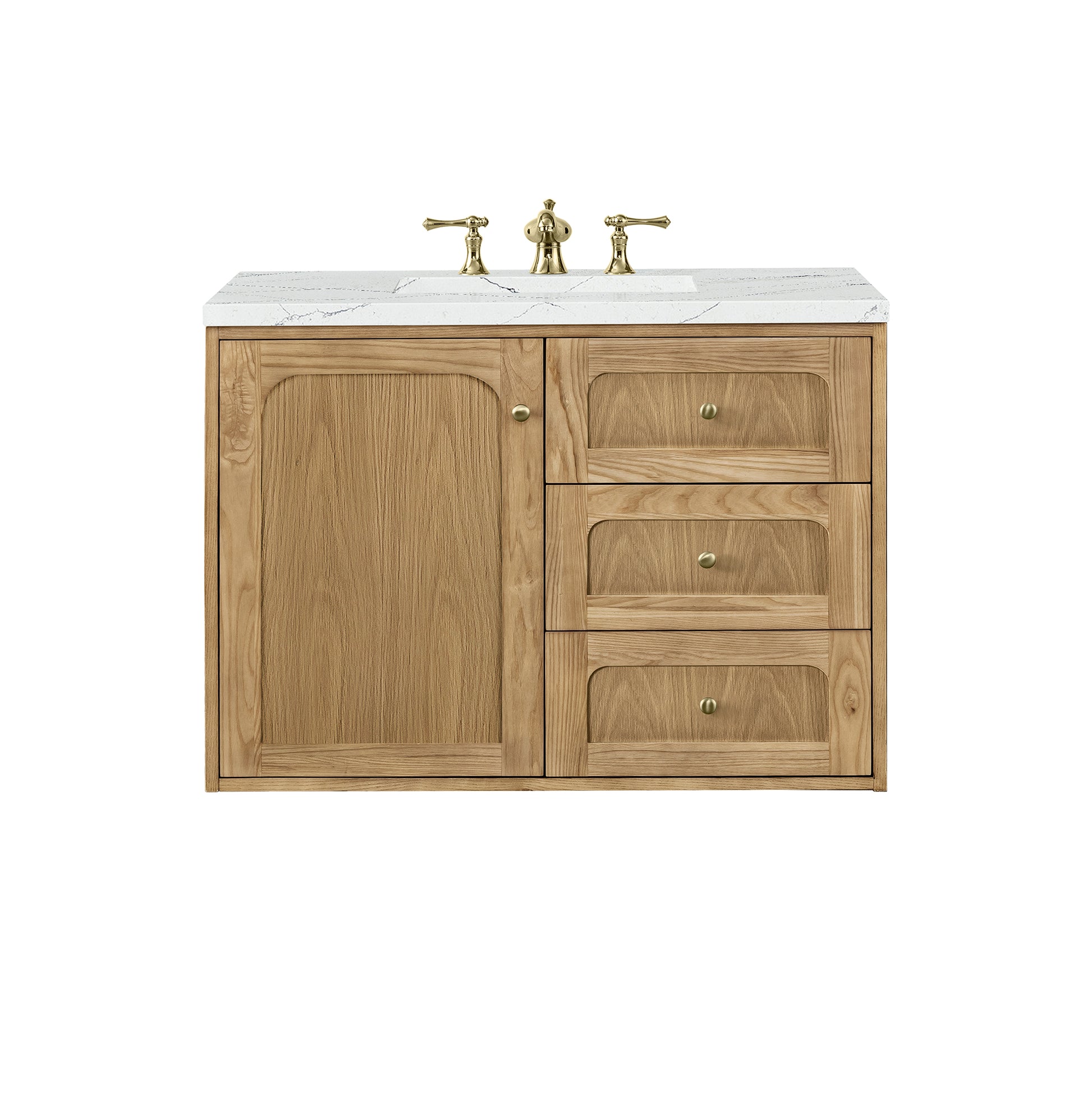 Laurent 36" Single Vanity, Light Natural Oak w/ 3CM Ethereal Noctis Top James Martin Vanities