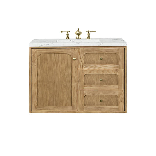 Laurent 36" Single Vanity, Light Natural Oak w/ 3CM Ethereal Noctis Top James Martin Vanities