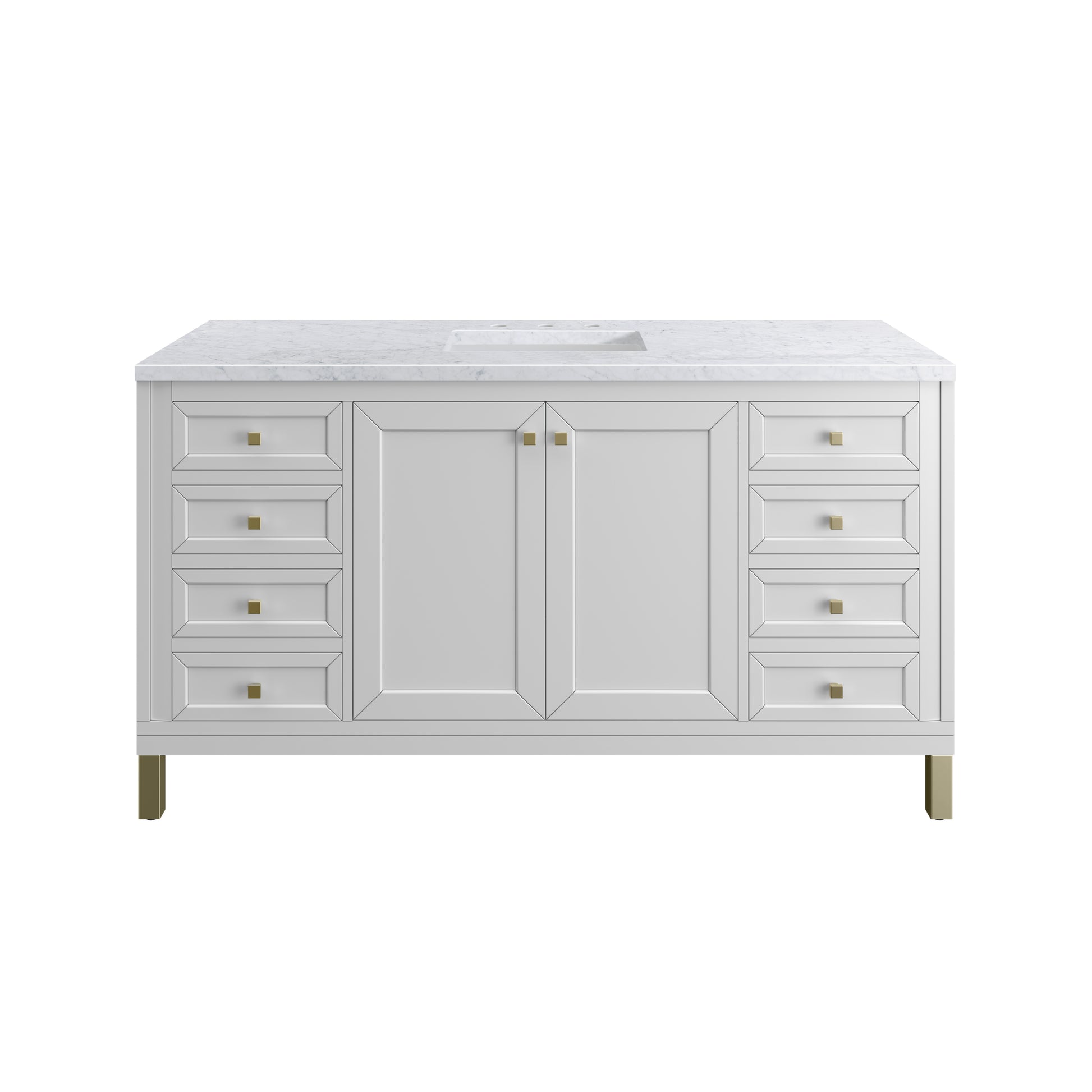 Chicago 60" Single Vanity, Glossy White w/ 3CM Carrara Marble Top James Martin Vanities