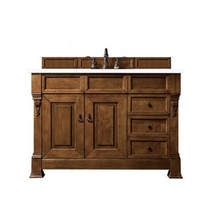 Brookfield 48" Country Oak Single Vanity  w/ 3 CM Classic White Quartz Top James Martin