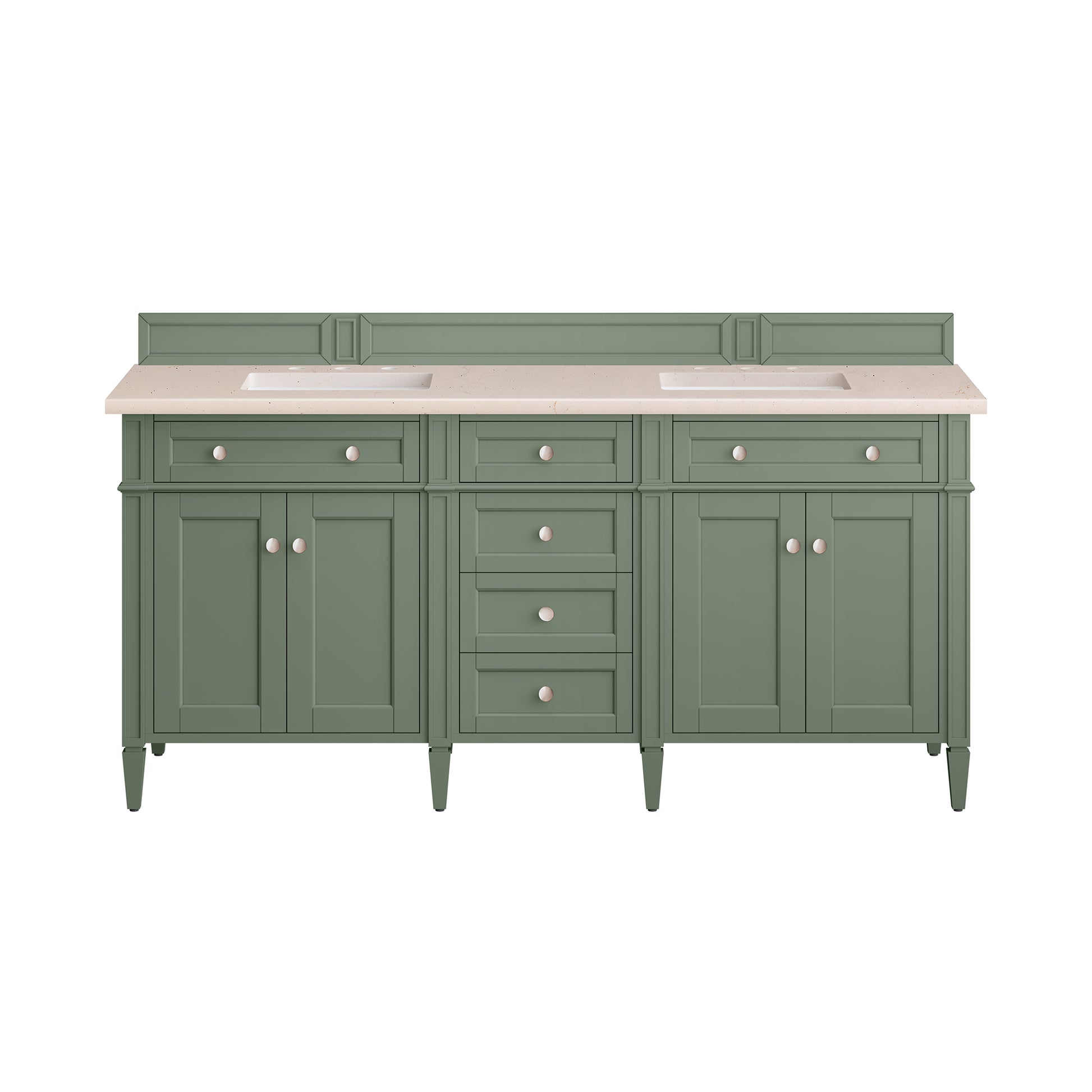 Brittany 72" Double Vanity, Smokey Celadon w/ 3CM Eternal Marfil Top James Martin Vanities