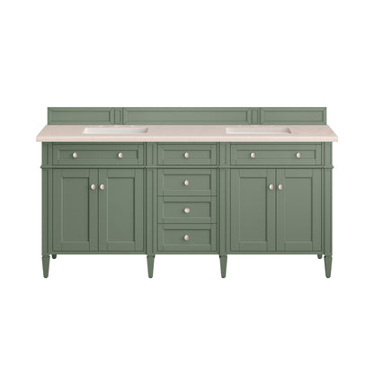 Brittany 72" Double Vanity, Smokey Celadon w/ 3CM Eternal Marfil Top James Martin Vanities