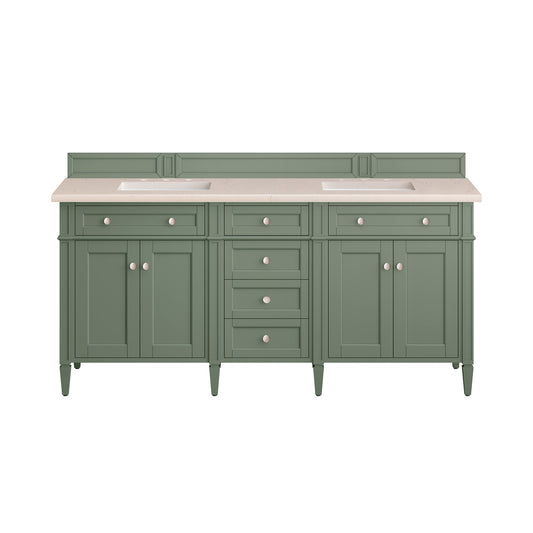 Brittany 72" Double Vanity, Smokey Celadon w/ 3CM Eternal Marfil Top James Martin Vanities