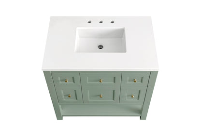 Bathroom Vanities Outlet Atlanta Renovate for LessBreckenridge 36" Single Vanity, Smokey Celadon w/ 3CM White Zeus Top