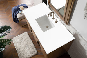 Portland 48" Single Vanity Whitewashed Walnut, w/ 3 CM White Zeus Quartz Top James Martin Vanities