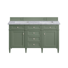 Load image into Gallery viewer, Brittany 60&quot; Double Vanity, Smokey Celadon w/ 3CM Carrara Marble Top James Martin Vanities