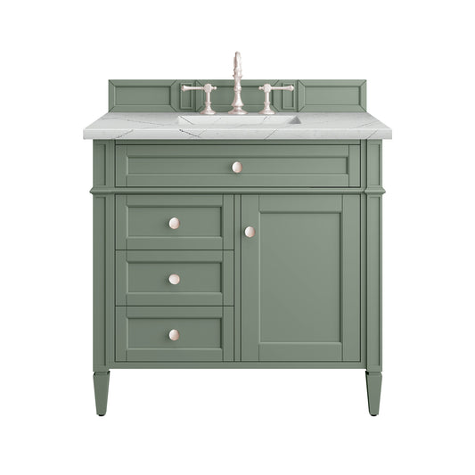 Brittany 36" Single Vanity, Smokey Celadon w/ 3CM Ethereal Noctis Top James Martin Vanities
