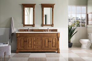 Brookfield 72" Double Vanity, Country Oak w/ 3 CM Eternal Serena Quartz Top James Martin Vanities