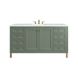 Chicago 60" Single Vanity, Smokey Celadon w/ 3CM Ethereal Noctis Top James Martin Vanities