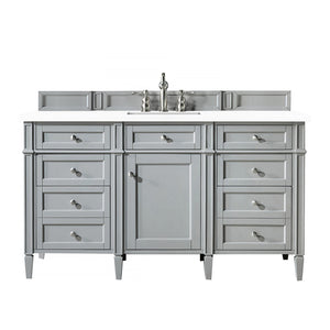 Brittany 60" Urban Gray Single Vanity w/ 3 CM White Zeus Quartz Top James Martin Vanities