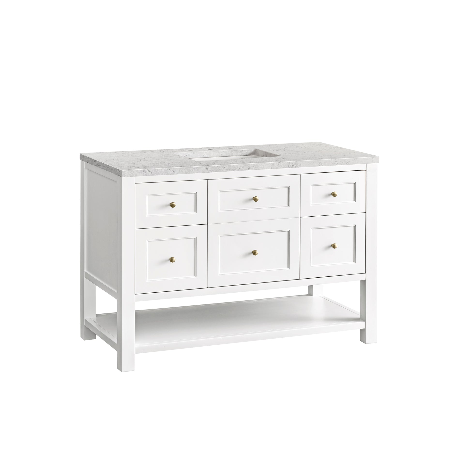 Bathroom Vanities Outlet Atlanta Renovate for LessBreckenridge 48" Single Vanity, Bright White w/ 3CM Eternal Jasmine Pearl Top