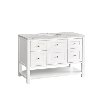 Bathroom Vanities Outlet Atlanta Renovate for LessBreckenridge 48" Single Vanity, Bright White w/ 3CM Eternal Jasmine Pearl Top