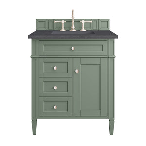 Brittany 30" Single Vanity, Smokey Celadon w/ 3CM Charcoal Soapstone Top James Martin Vanities