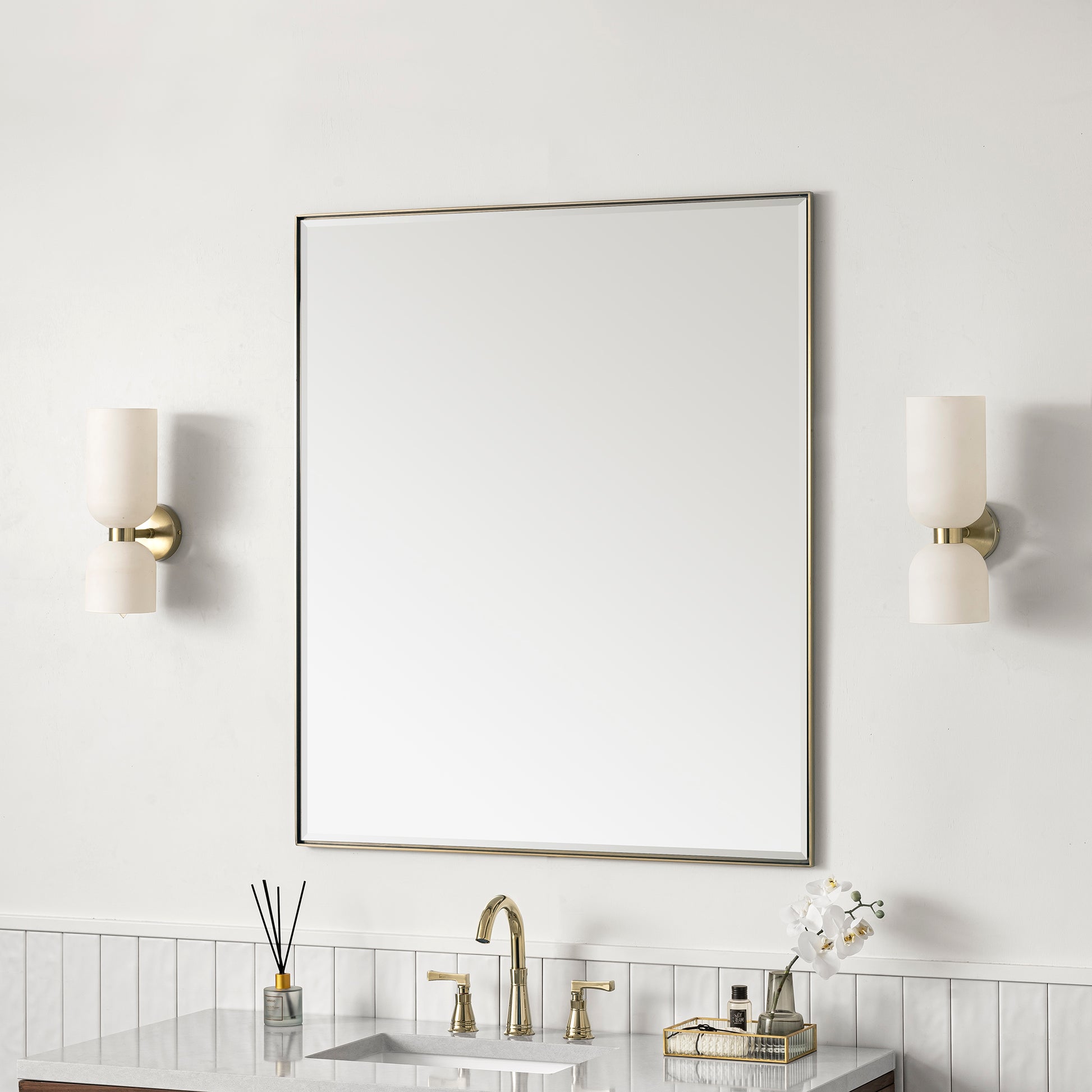 Rohe 36" Mirror, Champagne Brass James Martin Vanities