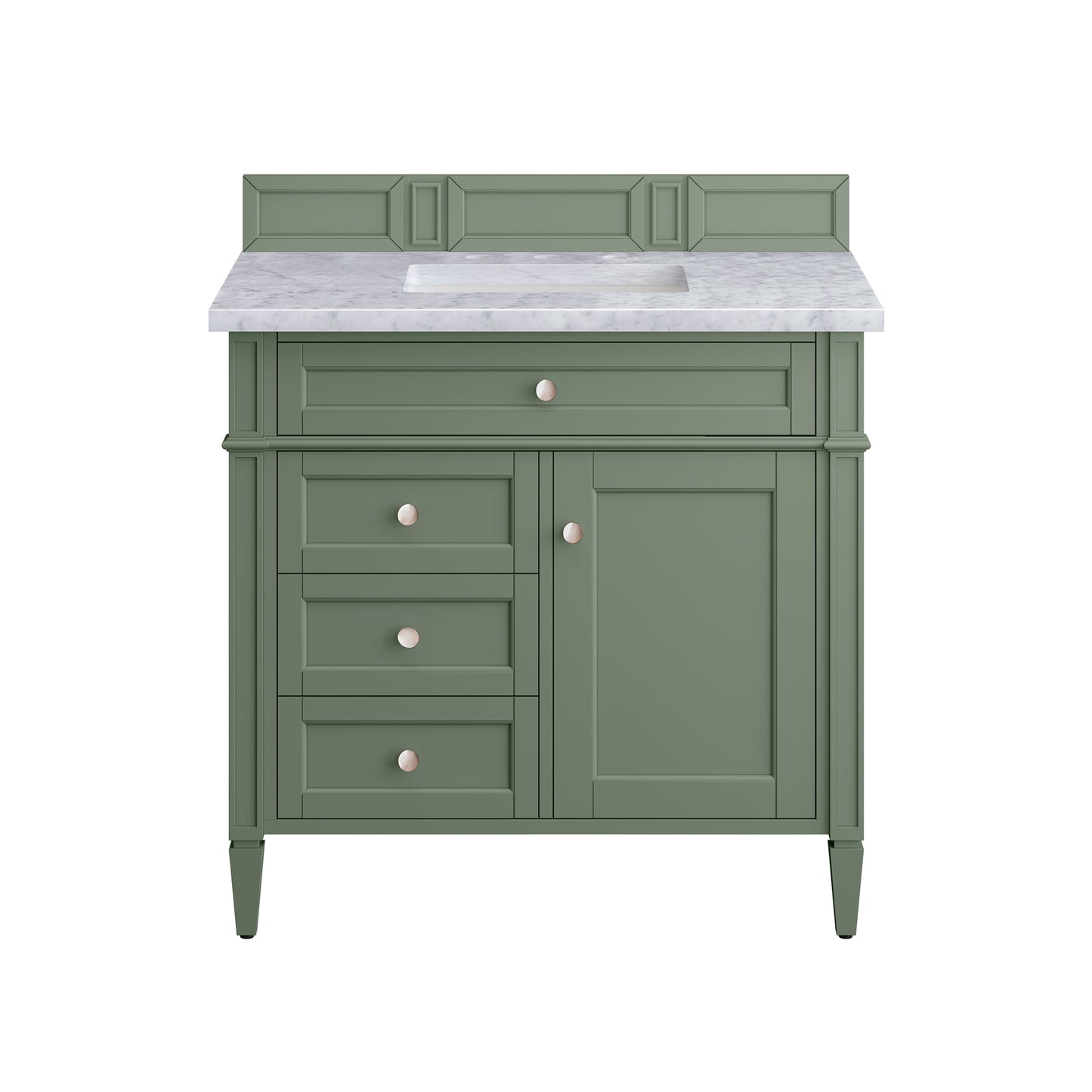 Brittany 36" Single Vanity, Smokey Celadon w/ 3CM Carrara Marble Top James Martin Vanities