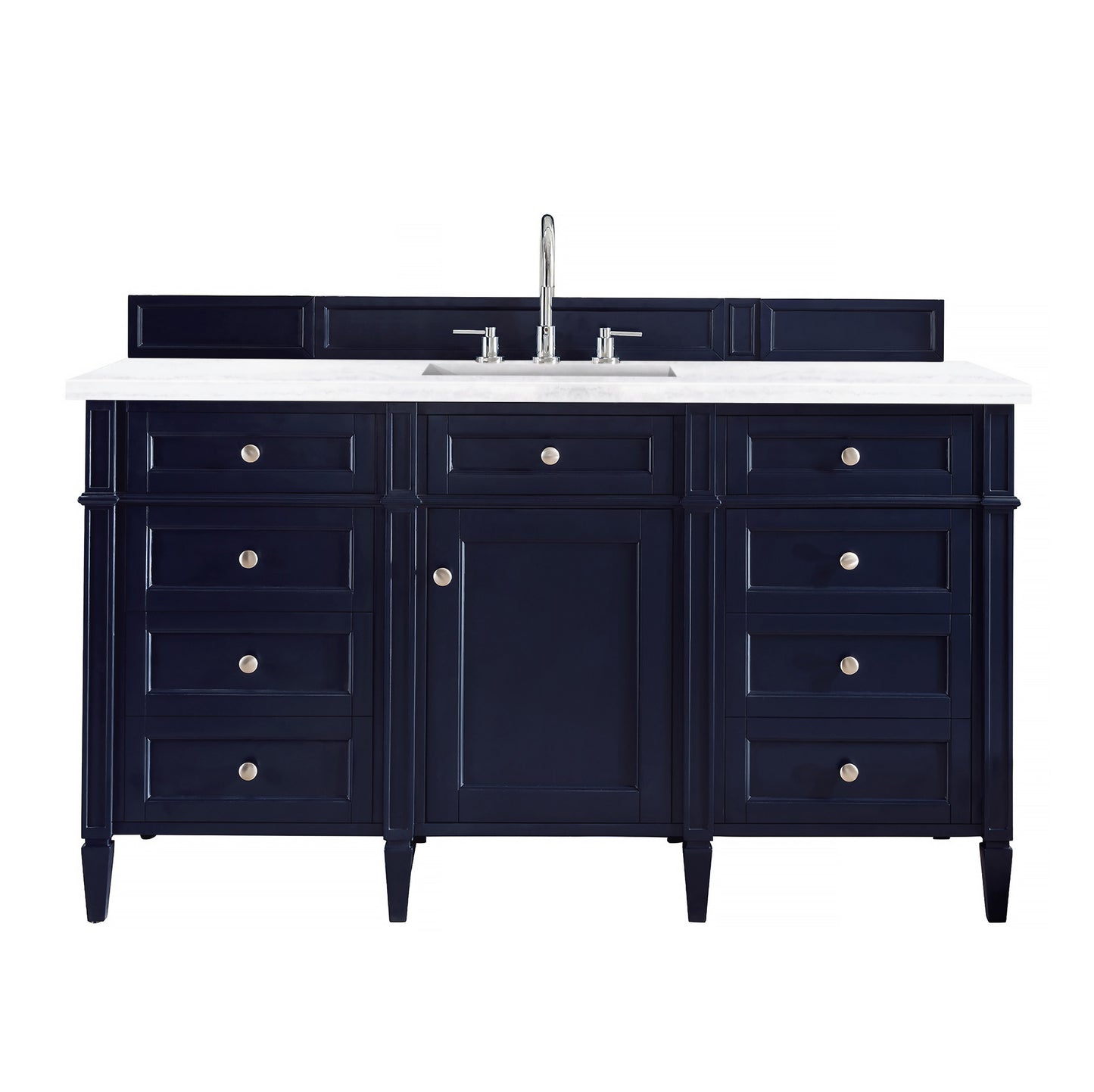Brittany 60" Victory Blue Single Vanity w/ 3 CM Arctic Fall Solid Surface Top James Martin Vanities
