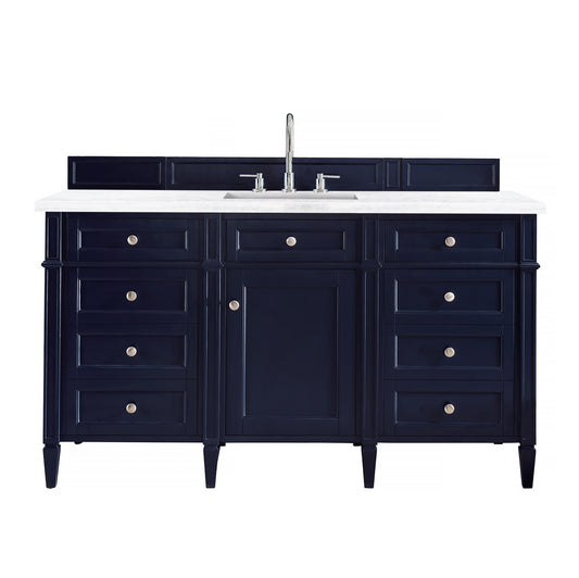Brittany 60" Victory Blue Single Vanity w/ 3 CM Arctic Fall Solid Surface Top James Martin Vanities