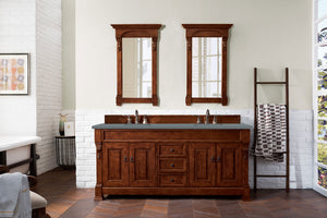 Brookfield 72" Double Vanity, Warm Cherry w/ 3 CM Cala Blue Quartz Top James Martin Vanities