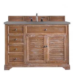 Savannah 48" Single Vanity Cabinet, Driftwood, w/ 3 CM Grey Expo Quartz Top James Martin Vanities