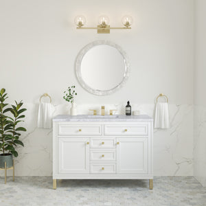 Chicago 48" Single Vanity, Glossy White w/ 3CM Carrara Marble Top James Martin Vanities