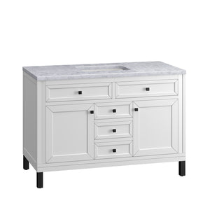 Bathroom Vanities Outlet Atlanta Renovate for LessChicago 48" Single Vanity, Glossy White w/ 3CM Carrara Marble Top