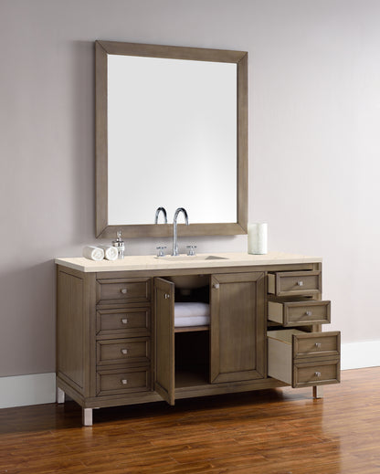 Bathroom Vanities Outlet Atlanta Renovate for LessChicago 60" Single Vanity, Whitewashed Walnut w/ 3 CM Eternal Marfil Quartz Top