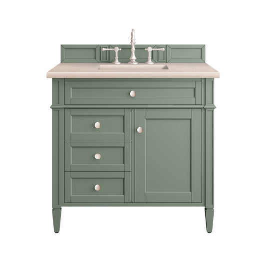 Brittany 36" Single Vanity, Smokey Celadon w/ 3CM Eternal Marfil Top James Martin Vanities