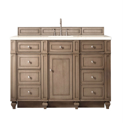 Bristol 60" Single Vanity, Whitewashed Walnut, w/ 3 CM Eternal Marfil Quartz Top James Martin Vanities