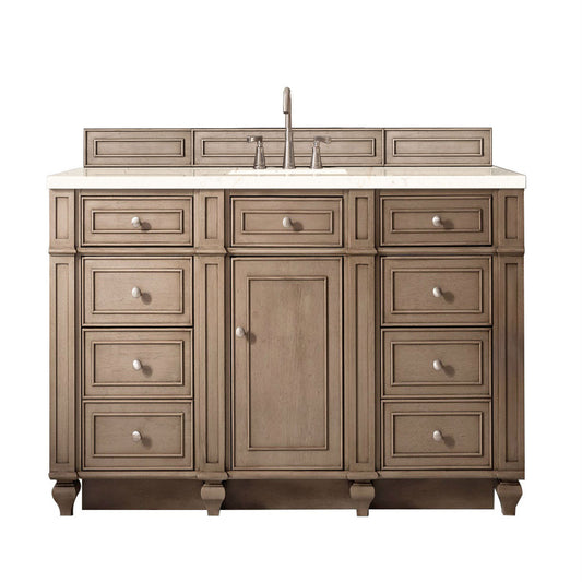 Bristol 60" Single Vanity, Whitewashed Walnut, w/ 3 CM Eternal Marfil Quartz Top James Martin Vanities