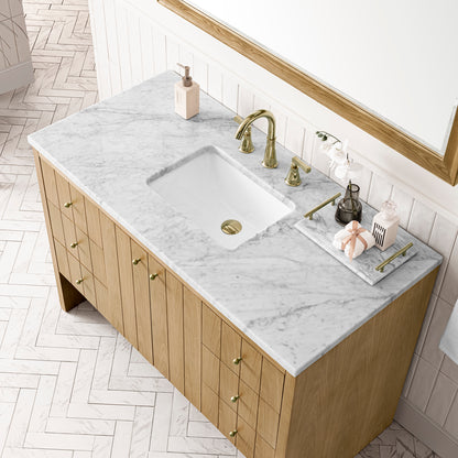 Bathroom Vanities Outlet Atlanta Renovate for LessHudson 48" Single Vanity, Light Natural Oak w/ 3CM Carrara Marble Top